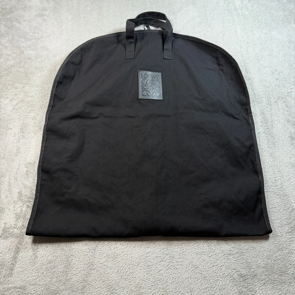Loewe Garment Bag Unisex OS Black Canvas Leather Logo Travel Suit Cover